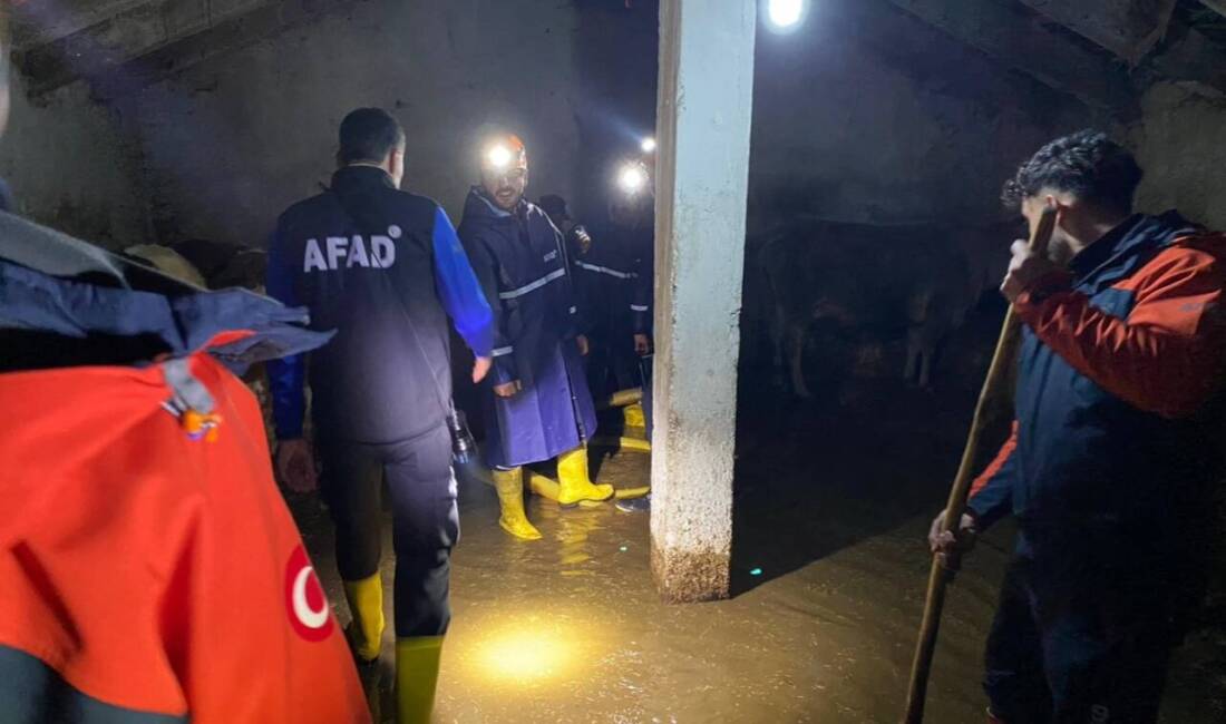 Ağrı’nın Kazımkarabekir Mahallesi’nde karların erimesi sonucu meydana gelen su baskınında