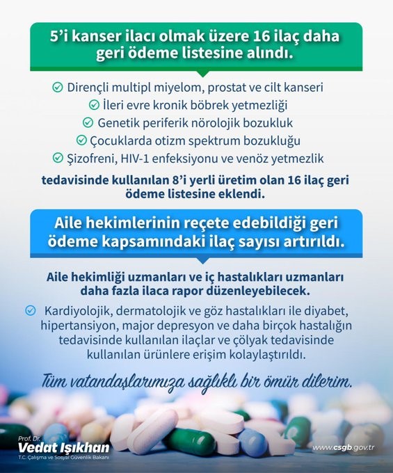 Çalışma ve Sosyal Güvenlik Bakanı Vedat Işıkhan, Resmi Gazete'de yayımlanan