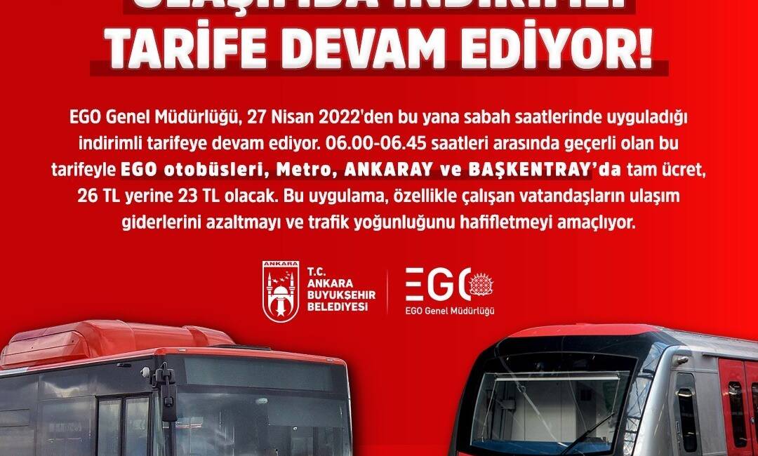 Ankara Büyükşehir Belediyesi’nin (ABB), çalışan vatandaşların ulaşım giderlerine destek olmak