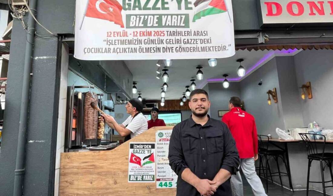 İzmir'de Kemeraltı Çarşısı'nda döner işletmecisi Muhammed Bilal Kılınak, Gazze'ye bir
