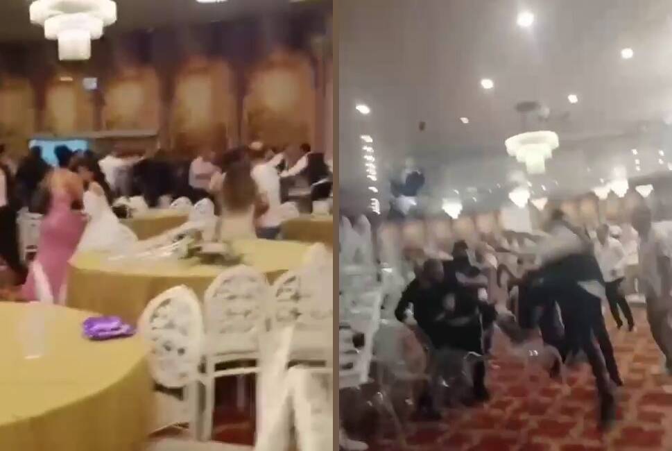 Adana'nın Seyhan ilçesindeki bir düğünde gelin ve damat tarafı arasında