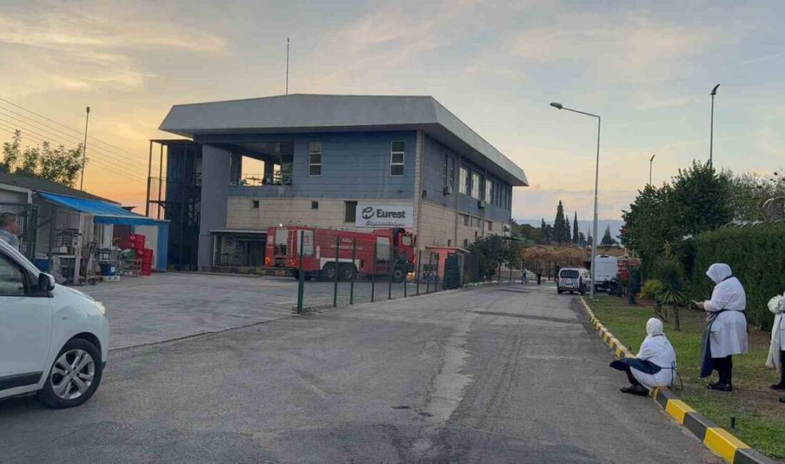 Gemlik Serbest Bölge'deki bir işletmenin yemekhanesinde çıkan yangın sonrası çalışanlar