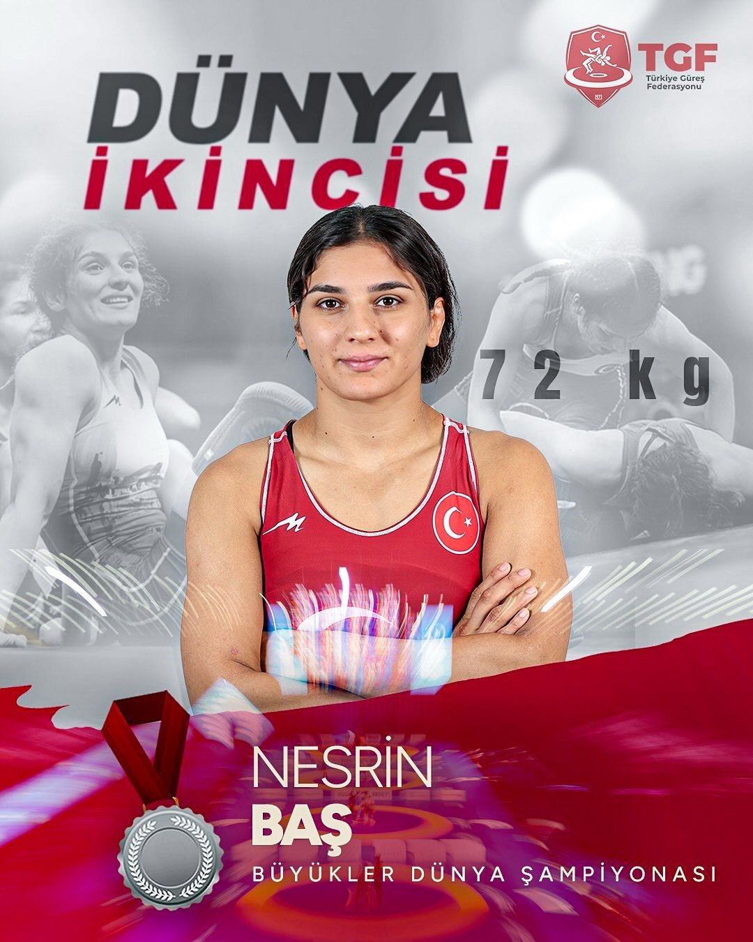 Hırvatistan'da gerçekleştirilen Dünya Güreş Şampiyonası'nda Nesrin Baş, 72 kilo kadınlar