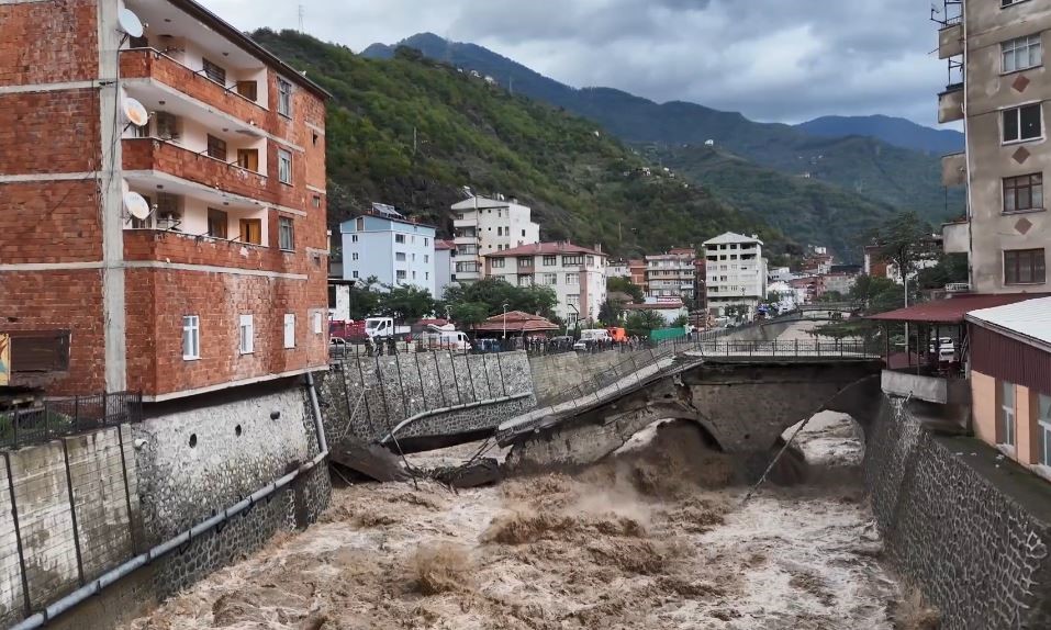 Artvin'in Borçka ilçesinde etkili olan şiddetli yağışlar, sel ve heyelanlara