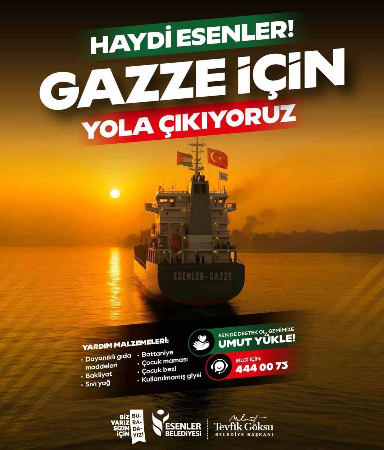 Esenler Belediyesi, Gazze'ye insani yardımlarda bulunmak için yardım malzemeleri taşıyan