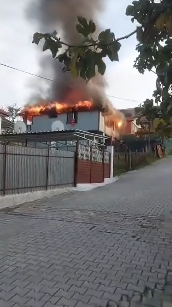 Yalova'nın Seyrantepe Mahallesi'nde iki katlı bir binada çıkan yangın, itfaiye