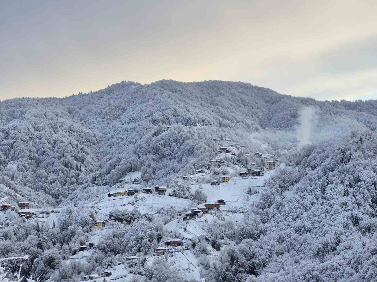 Rize'nin yüksek kesimlerinde etkili olan kar yağışı, yaylaları beyaza bürüdü
