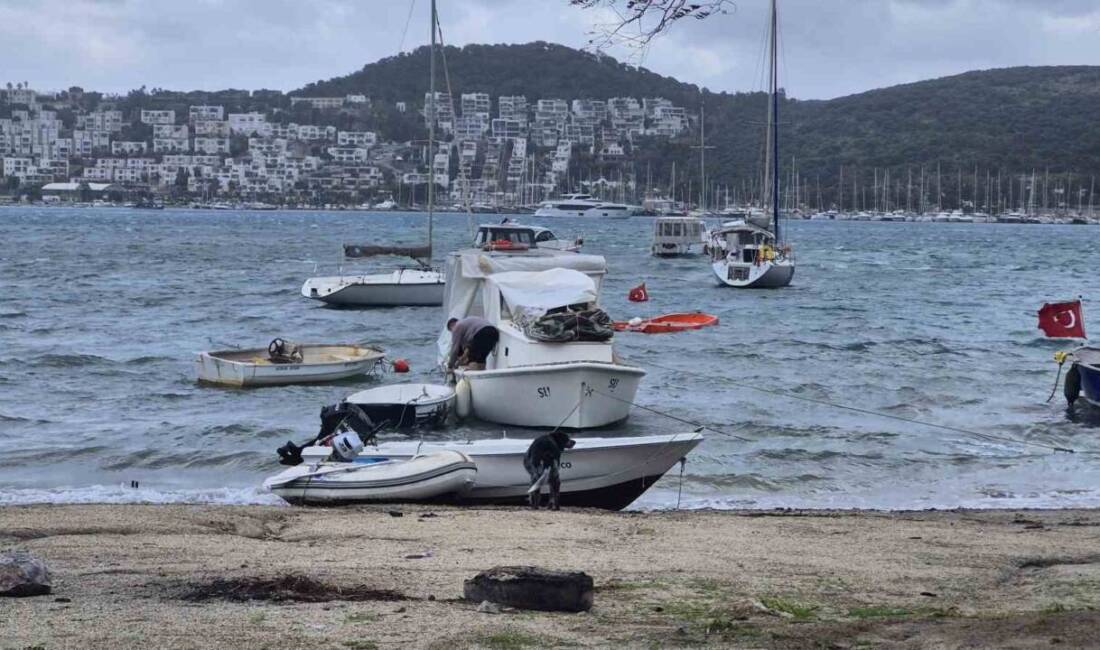 Muğla'nın Bodrum ilçesinde etkili olan fırtına, günlük yaşamı olumsuz etkiledi.