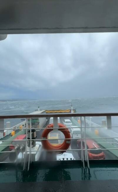 Yalova'dan Eskihisar'a gitmekte olan Negmar feribotu, fırtına nedeniyle güvenli bir