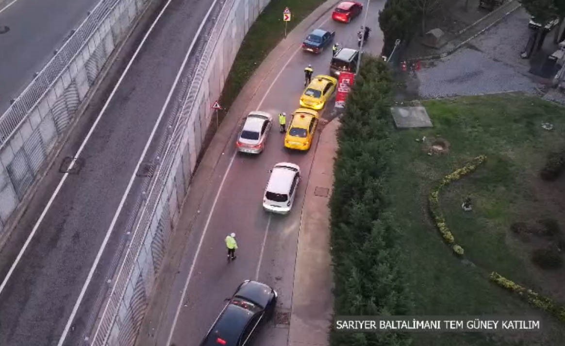 İstanbul'da yapılan dron destekli trafik denetimlerinde 580 sürücüye ceza kesildi,