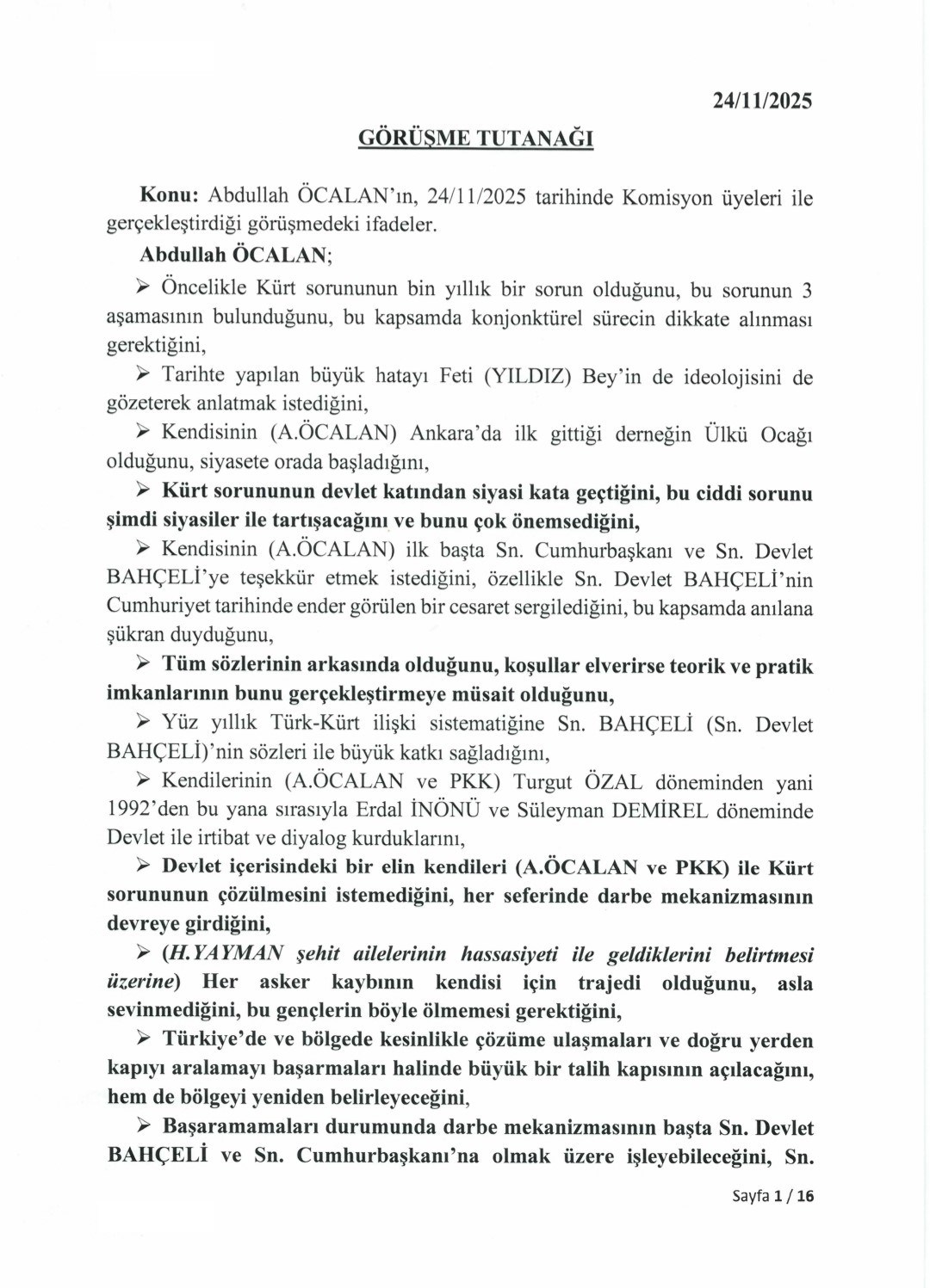 TBMM, 24 Kasım 2025'te İmralı'da PKK lideri Abdullah Öcalan ile