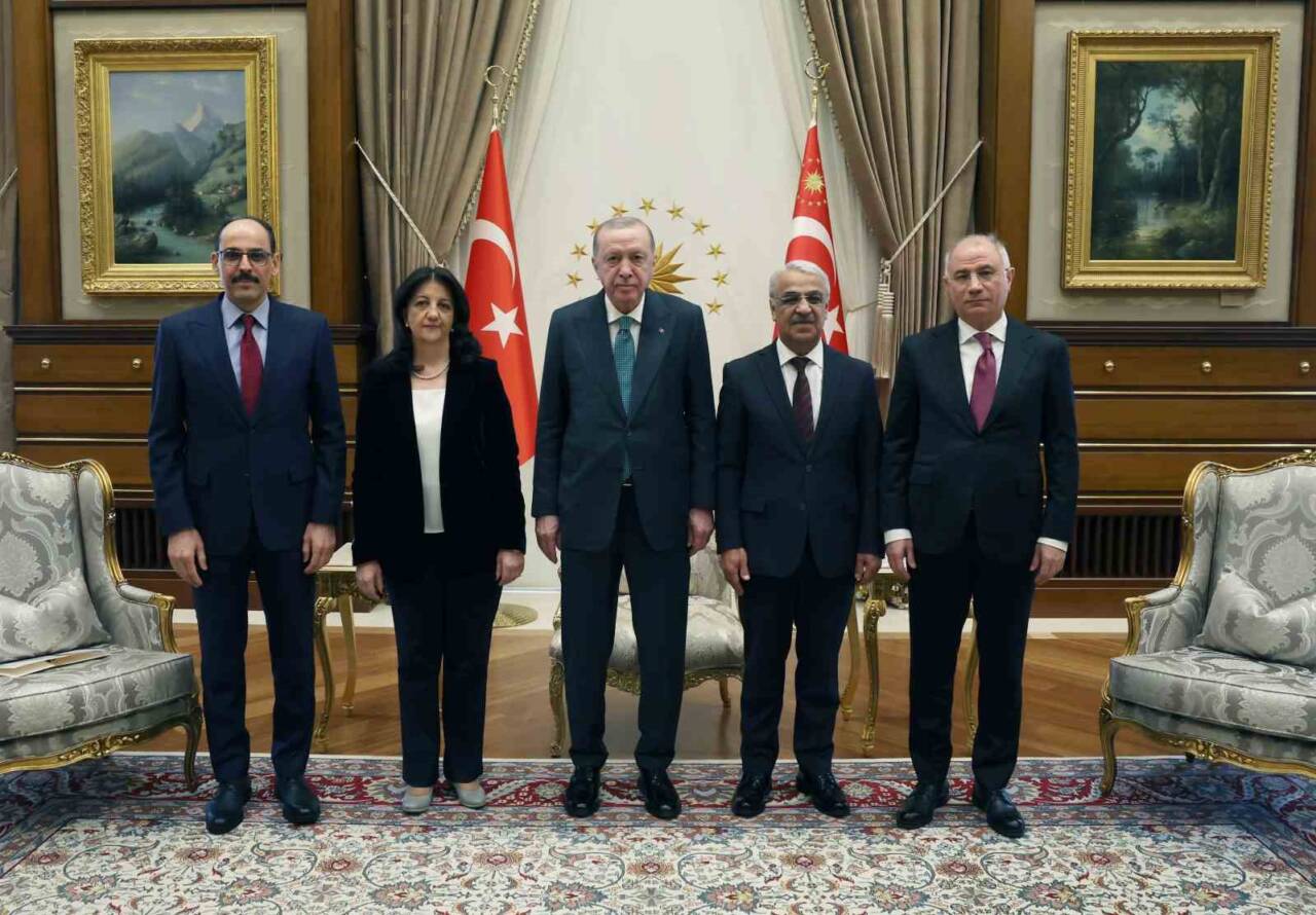 Cumhurbaşkanı Recep Tayyip Erdoğan, Cumhurbaşkanlığı Külliyesi'nde DEM Parti'nin İmralı heyeti