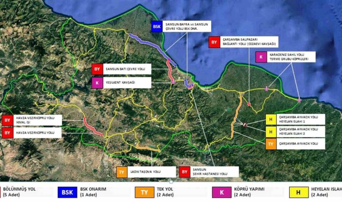 Karayolları 7. Bölge Müdürlüğü, Samsun'da ulaşım altyapısını 27 milyar 238