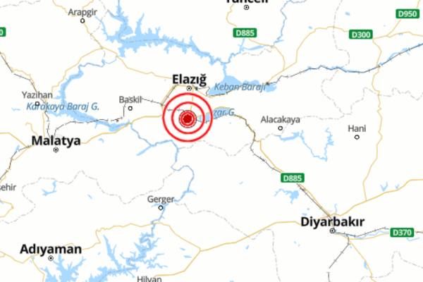 Boğaziçi Üniversitesi Kandilli Rasathanesi'ne göre Elazığ'da (Sivrice) meydana gelen deprem
